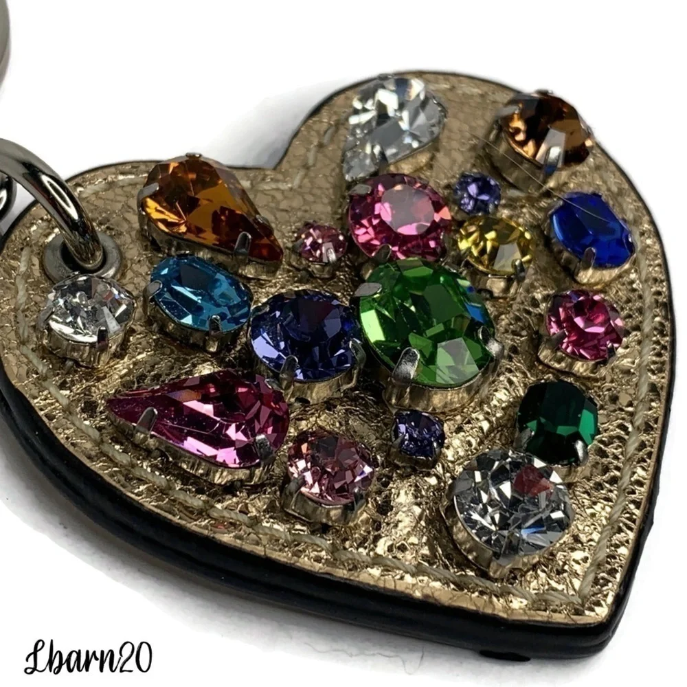 ❤️ Coach Multicolored Jewel Crystal HEART Keychain